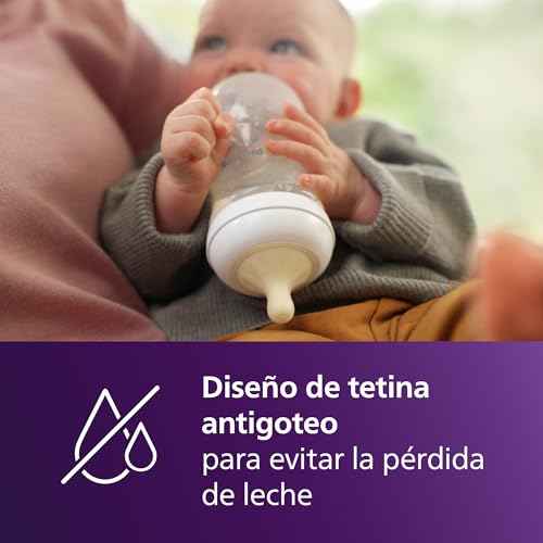 Biberão Philips Avent Natural de 260 ml sem BPA para bebés a partir de 1 mês, estampado Girafa (modelo SCY903/66)