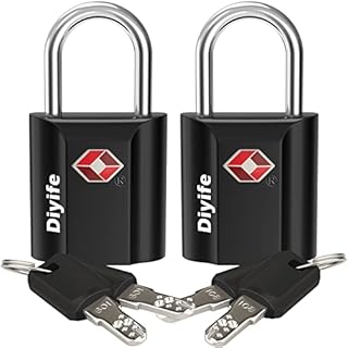 TSA Luggage Locks with Keys, [2 Pack] Diyife Security Suitcase Padlocks with Keys Heavy Duty Zinc Alloy TSA Lock Small Suitcase Locks with 4 Keys for Luggage Travel Suitcase Bag Case (Black)