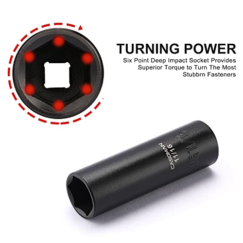 Casoman 11 Pieces 1/2-Inch Drive Deep Impact Socket Set, Sae, 6-Point, 3/8-Inch To 1-Inch #TOP2