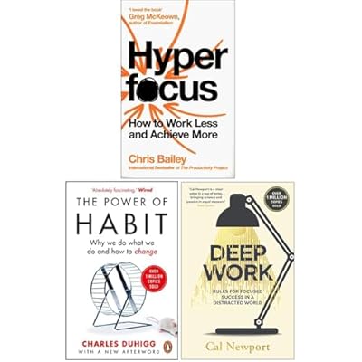 Hyperfocus, The Power of Habit, Deep Work 3 Books Collection Set