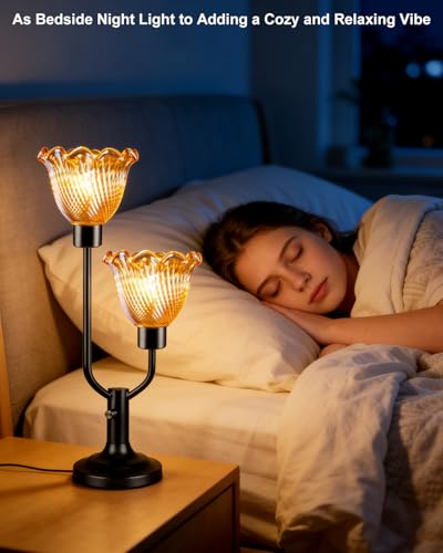Image of Lightdot Mid Century Modern Table Lamp Dimmable Black Vintage Glass Lamp
