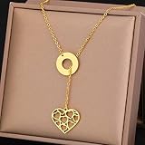Collier Pendentif Bijoux Colliers Simple Rond Délicat Pendentifs Coeur Métal Clavicule Chaînes Choker Mode Collier pour Femmes Bijoux Noël de la fête des mères