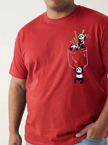 Image of Toodlegram Men's Plus Size Graphic Printed Cotton T-Shirt Casual Round Neck Regular Fit