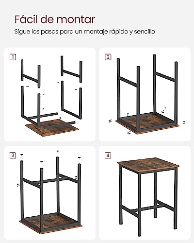 Miniatura 8 de Vasagle Mesa De Bar, Mesa Alta Cuadrada, Marco De Acero Resistente, 60 X 60 X 92 Cm, Fácil De Montar, Para Sala De Estar, Cocina, Estilo Industrial, Marrón Rústico Y Negro Lbt25x