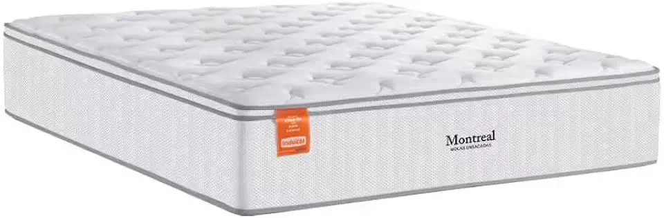 Inducol Montreal Colchão de Casal com Molas Ensacadas, Europillow, Branco, 188x138x28cm, Suporta até 150kg, Revestimento em Malha Poliéster