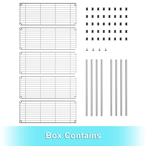 Auslar 5-Shelf Storage Shelves Heavy Duty 5 Tiers Standing Large Shelving Units Adjustable Metal Organizer Wire Rack, 14" X 36" X 72", Chrome #TOP6