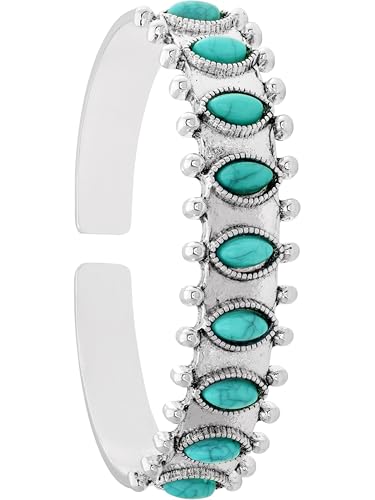 MINACHI Created Turquoise Bangle For Women - Oval Shape Cuff Bangle Jewelry