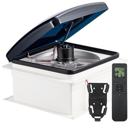 RV Vent Fan 14x14, 10-Speed Roof Vent Fan with Remote Control & Rain Sensor, 12V RV Exhaust Fan, Manual/Auto RV Ceiling Ventilation Fan for Camper Trailer