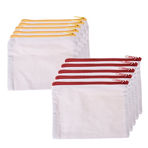 BCP 10-Pieces Multi-purpose Canvas Zipper Pen Pencil Cosmetic Makeup Bag Pouch 7x 5-1/2 Inches