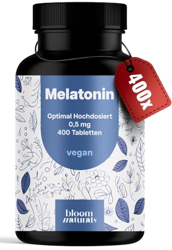 Melatonin Tabletten - 400 Stück mit 0,5mg bioaktives Melatonin pro Tablette, optimal hochdosiert - vegan und produziert in Deutschland Melatonin Tabletten - 400 Stück mit 0,5mg bioaktives Melatonin pro Tablette, optimal hochdosiert - vegan und produziert in Deutschland