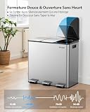 lovewind Pattumiera Differenziata 3 Scomparti,3X20L Secchio Spazzatura,Cestini Spazzatura Differenziata,Coperchi a Chiusura Morbida, Pedali, Acciaio, Argento - 7