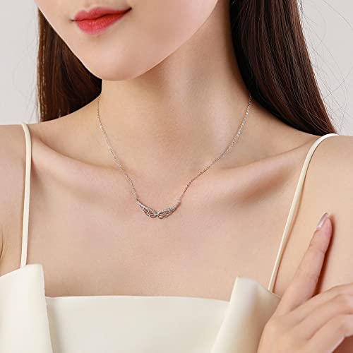 Collier en argent avec pendentif aile d'ange et zircon pour femme - 2