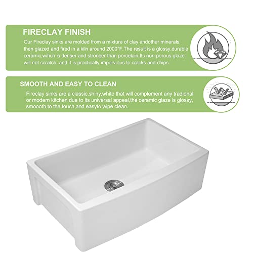 30 White Farm Sink- Lofeyo 30 X 21 Inch Kitchen Sink Apron Front White Ceramic Porcelain Fireclay Single Bowl Kitchen Farm Sink Basin #TOP5