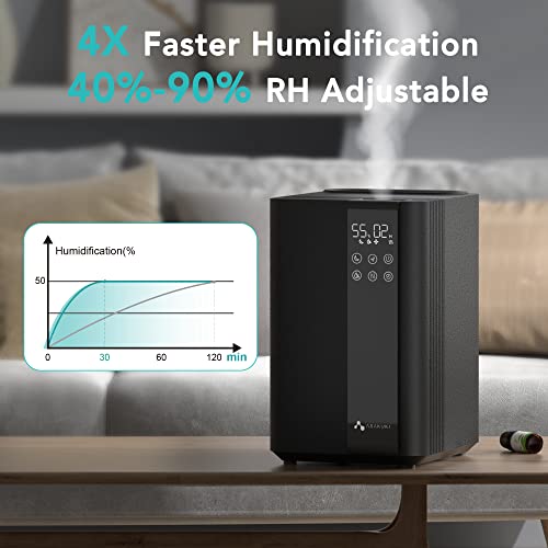 Asakuki Warm And Cool Mist Humidifiers For Bedroom Large Room Home, 5L Top Fill Steam Air Vaporizer 4X Faster Humidify 753 Sq. Ft With Humidistat, Remote, Auto Shut Off, Diffuser, Quiet Sleep Mode #TOP3