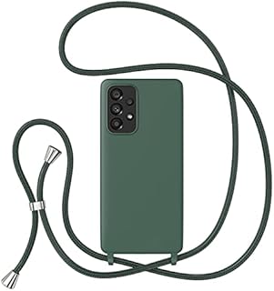 ZTOFERA Crossbody Lanyard Case for Samsung Galaxy A52 4G/5G & A52s 5G, Liquid Silicone Protective Phone Case with Strap Adjustable Neck Cord Necklace Soft Cover, Dark Green