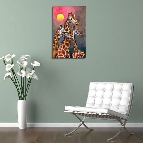 Poster girafe vintage koanga sur toile 60x90 cm pour déco murale
