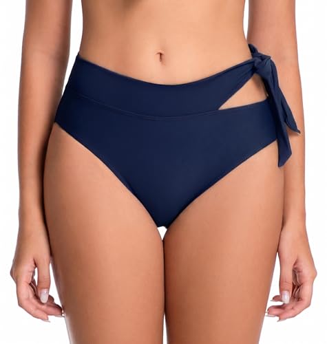 COCOPEAR Women's Sexy High Waisted Bikini Bottoms High Cut Side Tie Bathing Suit Bottoms for Women Swim Bottoms 2026 Dark Blue M — view 2
