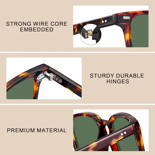 CARFIA Retro Men's Sunglasses Womens Polarized Classic Acetate Square UV400 Protection Driving Glasses4