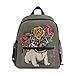 QMIN Kinder Rucksack Hippie Mops Hund Blumen Blumen Kleinkind Vorschule Schultertasche Reise Elementar Kindergarten Schule Taschen für Mädchen Jungen Kinder