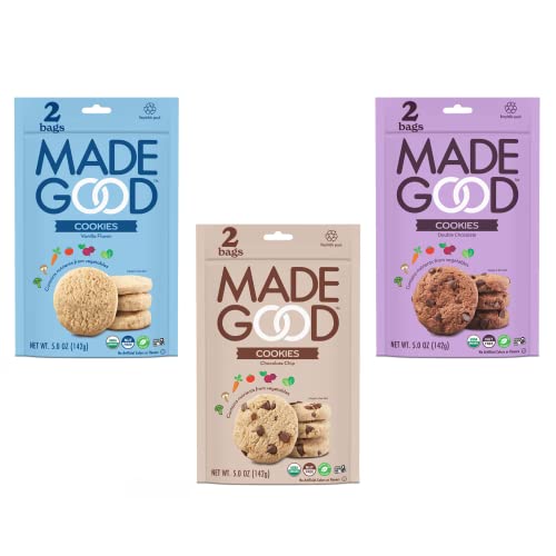 Madegood Cookies Variety Pack - Vanilla, Double Chocolate & Chocolate Chip - Gluten-Free Cookies - 6 Pouches, 5 Oz. Each - Recyclable Packaging #TOP17