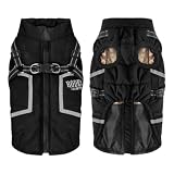 RDYBGBD Hundejacke Baumwollgepolsterte Hundekleidung, Leinensicher, Reflektierend, Warm, Leichte Graphen-haustierweste-schwarz-s