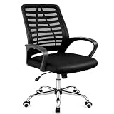 Cadeira de Escritório Ergonômica Mesh Giratória Base Cromada com Regulagem Altura Home Office