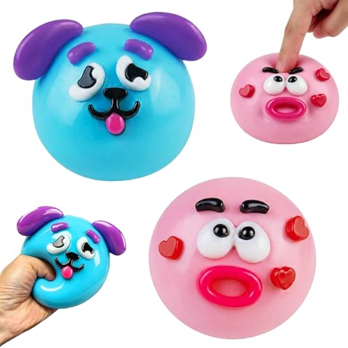 LUKIUP 2 Stück Squishy Fidget, Smushers Dog Face Swap Squishy, Soft Moldable Slow Rise Relaxing Sensory, Cute Funny Curiosities Interchangeable Faces for Office Calming Travel Party Home