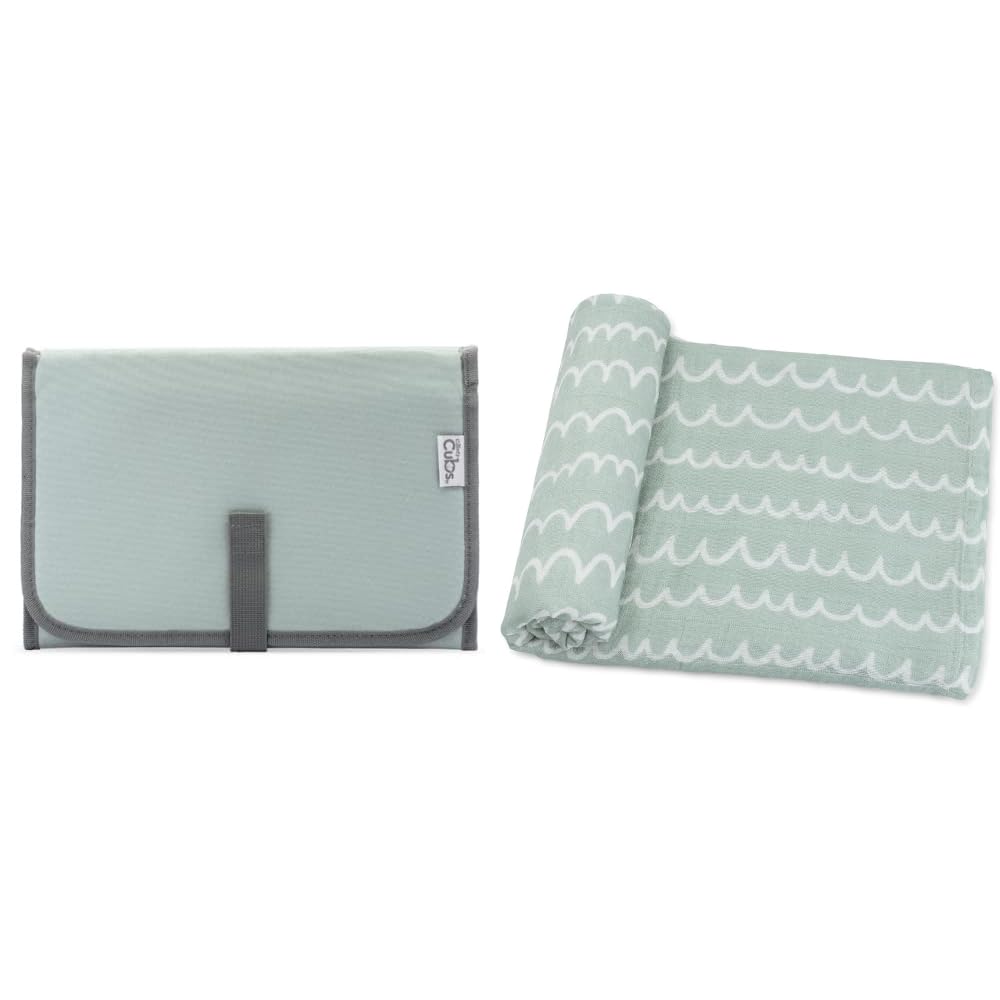Comfy Cubs Portable Diaper Changing Pads and Muslin Swaddle Blankets Bundled