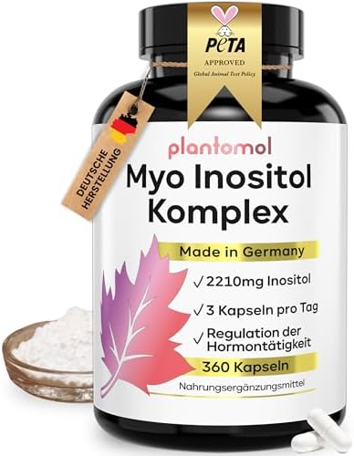 Hormon Balance Frauen - Myo-Inositol D Chiro Inositol Kapseln - plantomol® | 360 Myo-Inositol Kapseln mit Folsäuren Vitamin A & B6 für die Hormonregulierung sowie Chrom für die Blu