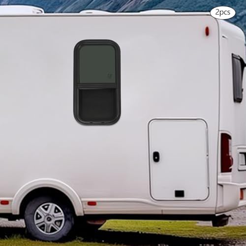12"x24" RV Side Window - Vertical Sliding with Screen & Trim Ring, Tempered Tinted Glass - 2 Pack for Trailers & Campers, Durable & Weather-Resistant