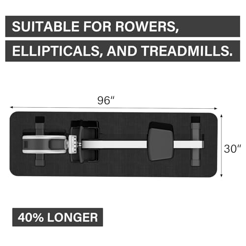 Rowing Machine Mat 96" x 30" with Storage Bag and Sports Towel,Treadmill Mat for Carpet & Hardwood Floors,Rower Mat,Elliptical Mat,Bike Mat,Gym Exercise Equipment Mat,Fitness Equipment Mat by TONINT - Image 2