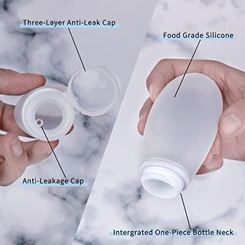 Silicone Travel Bottles For Toiletries Tsa Approved Travel Size Containers Set 4 Pack Portable Leak Proof Refillable Cosmetic Squeeze Bottles Shampoo Hair Conditioner Body Lotion Bath Shower Gel #TOP4