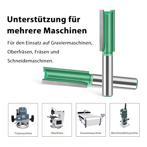 Wjelet 6 Stück Fräser Set Durchmesser 3-8 mm Shank Groove Cutter Set, Fräser für Holz Router Bit Holzschneider gerade für Router und präzise Holzfräse