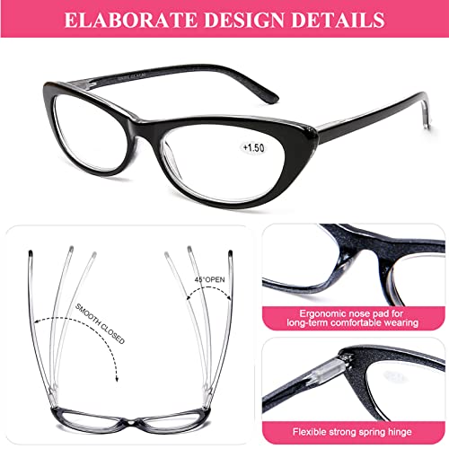Aqwano Computer Reading Glasses Designer Blue Light Blocking Cat Eye Eyeglasses Readers Anti Uv400 Digital Eyestrain For Women, 1.5 #TOP4