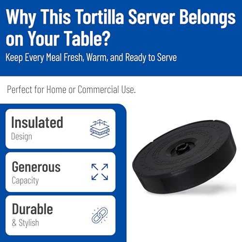 Carlisle FoodService Products Jumbo Server Tortilla Server with Insulated Lid for Kitchens, Restaurants, Catering, Plastic, 12.75 X 2.625 Inches, Black by Carlisle FoodService Products - Image 3
