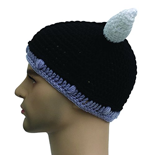 Kafeimali Unisex Barbarian Knight Knit Hat Viking Horns Beanie Funny Caps (Black) #TOP3