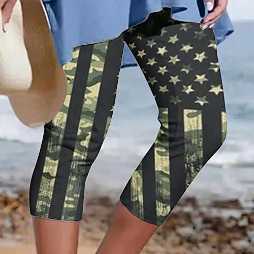 Capri Pants For Women Stretch High Waist Summer Yoga Pants Seamless Floral Print Beach Vacation Capri Leggings #TOP1