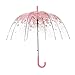 XUANLAN Transparent Cherry Blossom Bubble Dome Umbrella, Romantic Clear Semi-automatic POE Stick Umbrella for Rain and Wind (Pink Cherry)