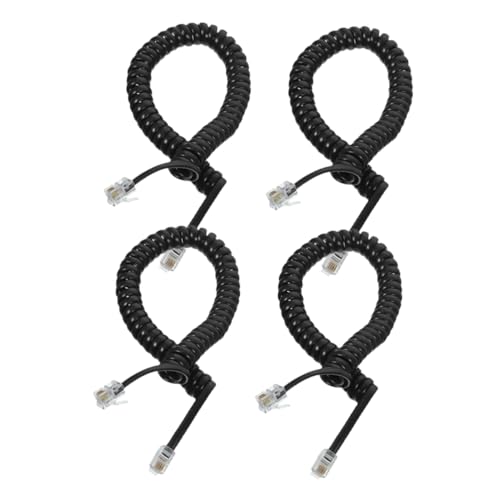 TEHAUX 4pcs Durable Spring Wire for Landline Phones Flexible Tangle Design for Office Home Use