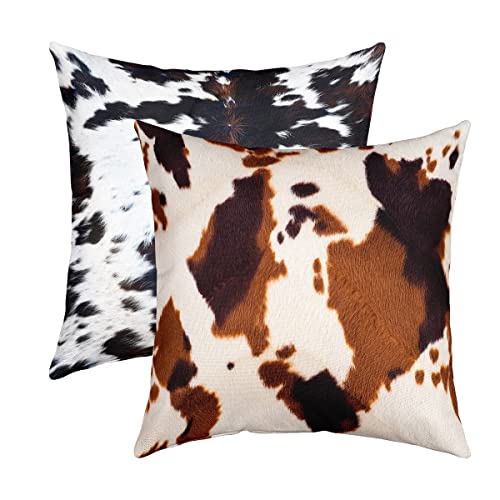 Loussiesd Kuhfell Pirnt Kissenbezüge 2er Set Weiches Rindsleder...