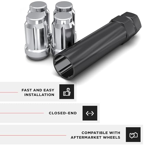 Image of White Knight 3804-4 Chrome 1 /2 inch-20 Spline Lug Nut with Key, 4 Pack (for AFTERMARKET Wheels with Smaller 0.80 inch Diameter Seating)
