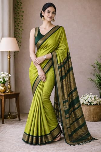 Image of South Cotton Gadwal Saree for Women | Celebrity Inspired Traditional Ethnic Wear | Chettinad & Kalyani Cotton Sarees | Soft Cotton Saree with Blouse Piece