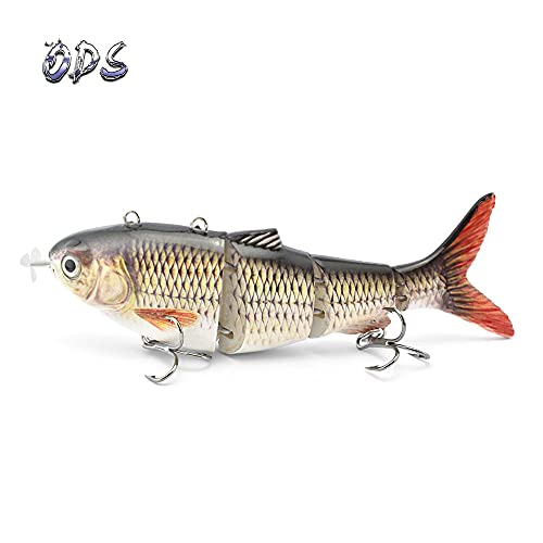 ods lure Robotic Swimming Lure Electric Fishing Lure USB Rechargeable 4-Segment Swimbait with Fishing Hooks for Bass Trout Perch Muskie (B)