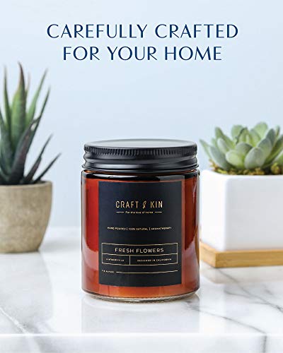 Fresh Flowers Scented Candles | Soy Candles for Men & Women | Long Lasting Spring Candles, All-Natural Soy Wax Rustic Home Decor Scented Candles, Non-Toxic, Ultra Clean Burn Amber Jar Candles