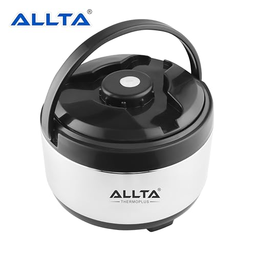Image of ALLTA Stainless Steel Casserole 5.5 Litre | Double Wall Insulated Hot Pot & Roti Box | Keeps Food Hot 6-8 Hours | Airtight, Leakproof, Odourless | Serveware for Kitchen & Dining (5500ml, Black)