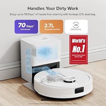 roborock Q10 S5+ Robot Vacuum and Mop White + 2 Pack Replacement Washable Filters