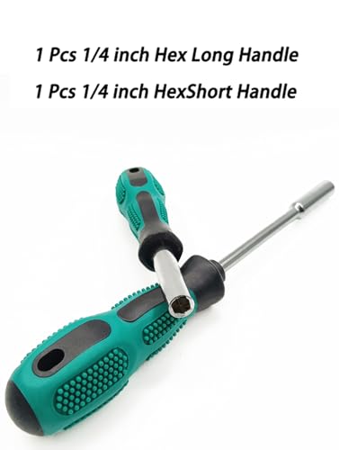 2-Piece Bit Driver Handle, 1/4&Prime; Magnetic Bit Holding Screwdriver Handle, 190mm and 110mm Long with Non-slip Handle, 6.35mm Hex Nut Driver for Bits