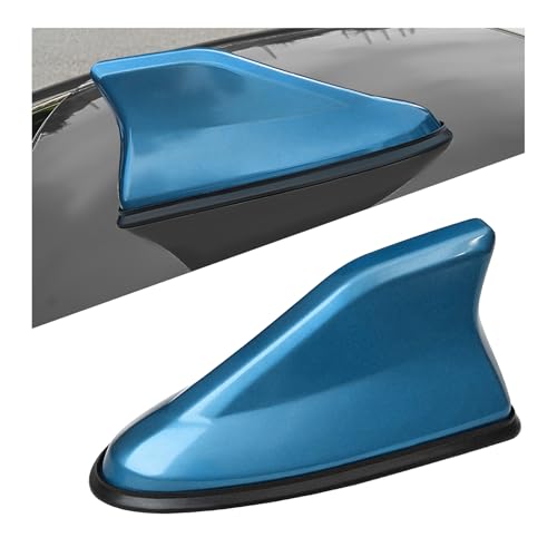 Sbulhia Shark Fin Antenna Cover for Car, Auto AM/FM Radio Signal Base Top Roof Aerial Cover with Adhesive Tape, Fashionable Shark Antenna Base Universal Replacement for Sedan SUV Van (Blue)