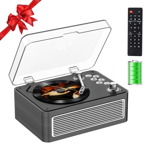 Reproductor de CD Portatil Bluetooth: Kegaudio Reproductor CD con Altavoces Radio y Mando a Distancia Soporte Reproducción USB/AUX Toma de Auriculares Ébano