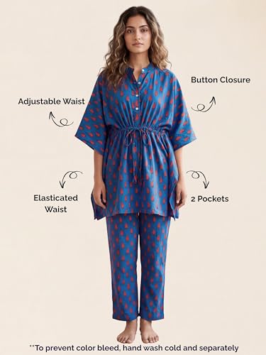 Image of Cotton Floral Printed 2 Piece Night Suit Top & Pajama Set for Women & Girls